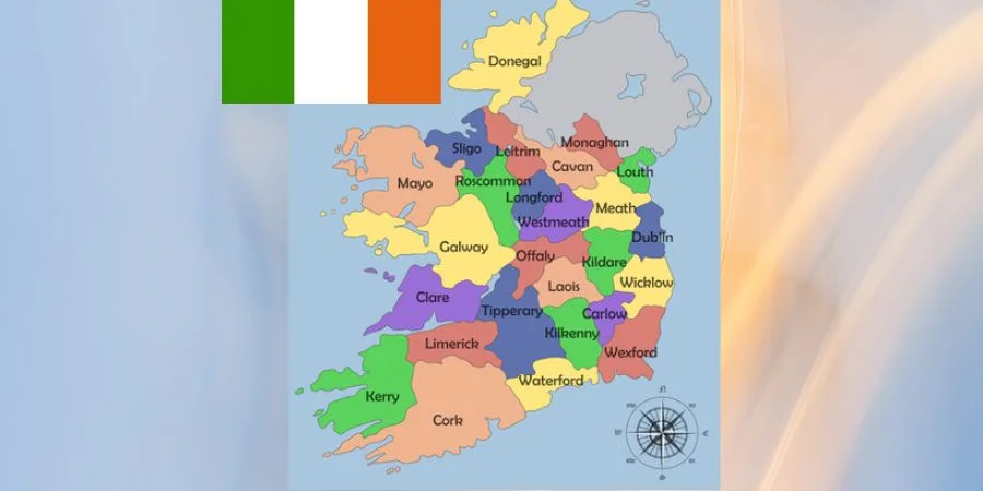 mapa político de los condados de Irlanda de sur
